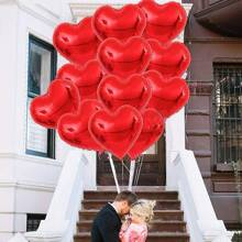 1 set rode hartvormige folieballonnen, 18-inch heliumondersteuning, aluminiumfolie, geen elektriciteit nodig, met krullint voor Valentijnsdag, bruiloften, verlovingen, jubilea, feestelijke evenementendecoratie | Glanzende hartballonnen | Feestballonnen