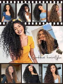 nimoki 6 piezas de extensiones de cabello con clip, extensiones de cabello sintético rizado de 26 pulgadas, piezas de cabello largo, suave y grueso para mujeres - Multicolor - Ver 4