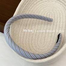1pc Blue Plaid/Twill Fabric Headband For Women