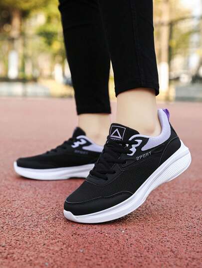 Women's New Breathable Mesh Lace-Up Sneakers, Comfortable Shock-Absorbing Lightweight Non-Slip Running Shoes Suitable For Outdoor Activities