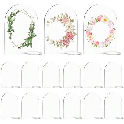 10/20 Stück acryl Tischnummer Schilder mit Ständern - Klarer gewölbter Entwurf, blanke Stuhlreservierungsclips zum Selbstgestalten für DIY Hochzeitsdekoration
