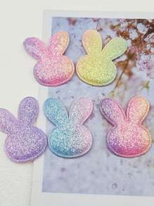 10pcs Rainbow Glitter Rabbit Head Design - Multi-Color, Non-Woven Fabric - Ideal For DIY Crafts And Easter Decorations - Multicolor - View 3