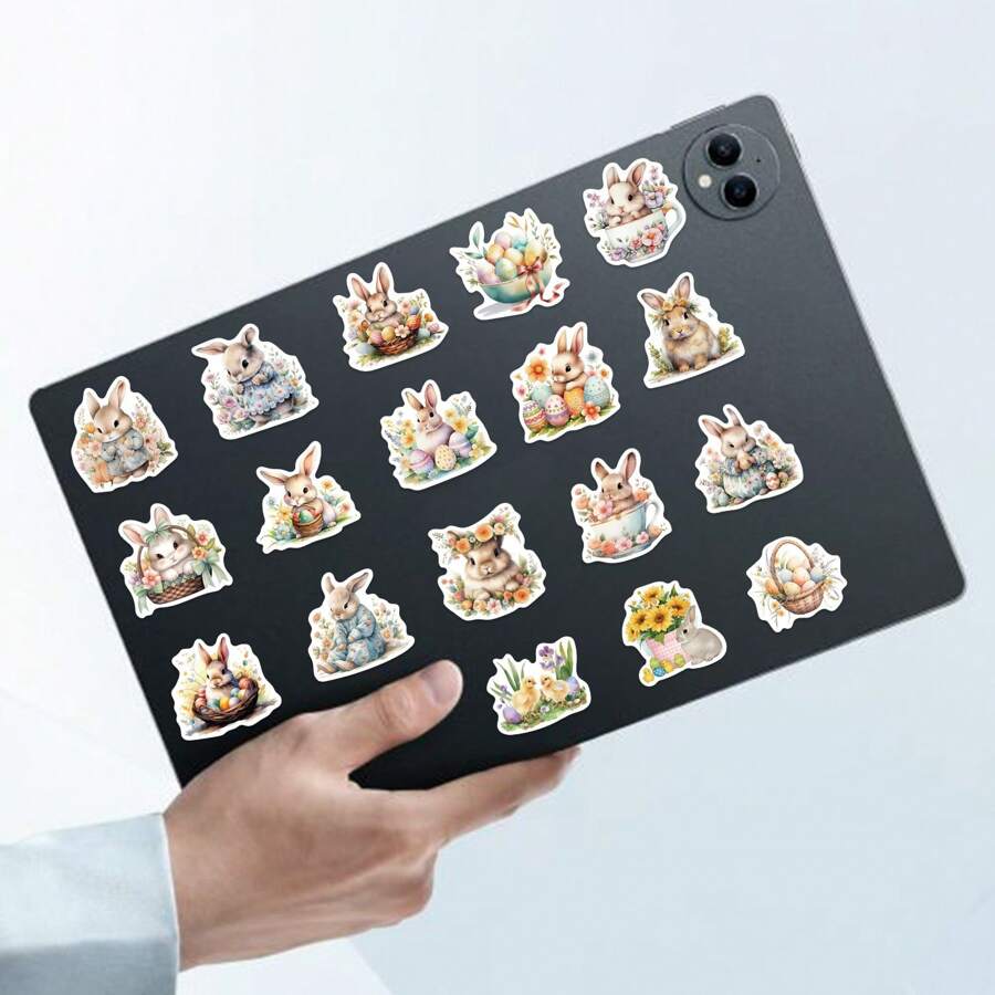 50pcs Cartoon Easter Party Rabbit Series Graffiti Stickers,Decor For Tablet,Guitar,Notebook,Luggage,Water Bottle,Mug,Books,Waterproof,Suitable For Teenagers & Kids As Reward Gifts,DIY Decor