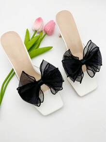 1 Pair New Detachable Lock Lace Mesh Bow Shoe Clips, Versatile Shoe Accessories - Black - View 3