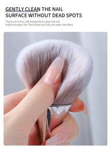 SHANGFEIYA 1pc Japanese Shape Nail Powder Brush With Iridescent Color Handle, Soft Bristle Makeup Blush Powder Brush