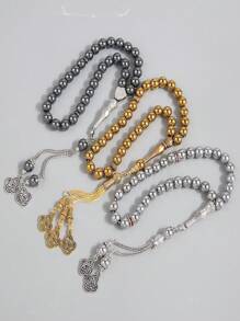 1 件复古 Tasbih 风格 33 颗珠子手链，优雅男士串珠手链，念珠礼物 - 均碼 - 查看 2