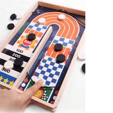 Children's Wooden Flick Chess Board Game, Educational Interactive Parent-Child Toy For Thinking & Training
