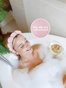 Juego de 1/3 piezas que incluye 1 diadema de esponja en forma de nube, herramientas de limpieza facial y una muñequera de terciopelo. Sirve como un regalo de cumpleaños ideal, agregando sorpresas encantadoras a la vida cotidiana. Decoración del hogar y del baño. Regreso a la escuela en verano - Rosa - Ver 3