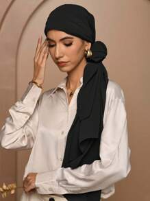 1 件女士优雅莫代尔柔软透气纯色长款头巾围巾头带适合 Abaya 配饰面纱服装