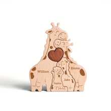 1 pièce Puzzle famille girafe en bois personnalisé, peut graver les noms de 2 à 5 membres de la famille, fabriqué en bois de haute qualité, poli à la main, décoration pour la maison multifonctionnelle, convient comme cadeau pour Noël, Thanksgiving, Saint-Valentin, Fête des Pères et Fête des Mères - Multicolore - Voir 14