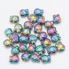 30pcs/Pack Mix Color Crystal Rabbit Pendant, Cute Rabbit Head Pattern Glass Beads Charms For DIY Jewelry Making, Necklace, Earrings, Bracelets