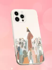 1 个白色 TPU 图案印花防震手机壳和 1 个白色挂绳，兼容 Iphone、Android、OPPO 智能手机，包括 iPhone 16 Pro Max、A14、A54、A52、A31 4G、A23、手机 - 米色 - 查看 1