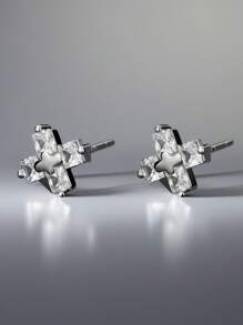 1 对简约铜十字耳钉，适合户外、日常佩戴和派对 - 彩色 - 查看 8