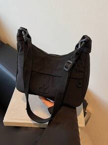 Geantă de umăr din nailon, minimalistă japoneză, geantă pătrată mică pentru navetă, geantă pentru studenți ușoară și versatilă