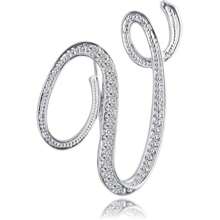 1 pièce paquet Broche géométrique simple de 26 lettres anglaises avec strass, broche élégante et de mode pour femmes. Épingle pour pull, manteau, robe, accessoires, sac, charme, école