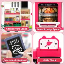 Red Kids Play Kitchen Set, Toddler Kitchen Playset With Sound & Light, Cooking Stove With Steam, Play Sink, Play Food Toy And Kitchen Accessories, Pretend Kitchen Toy For Kids Girls Boys - Red - View 4