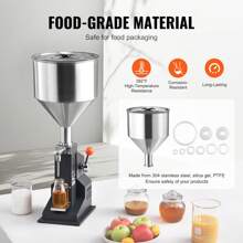 Pneumatic Or Manual Paste Liquid Filling Machine, 5-100ml Bottle Filler, Adjustable Bottle Filling Machine, Stainless Steel Liquid Filler With Pedal, Hopper For Milk Water Juice Essential Oil Shampoo Cosmetic Honey Lotion - Manual, 5-50ml - 查看 5