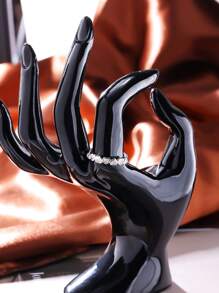 1 件时尚镂空心形玫瑰微镶嵌闪亮锆石圆形戒指，适合女性日常佩戴，百搭且年轻，是情人节、婚礼、约会纪念日、妈妈、母亲、母亲节、礼物表达爱意的礼物 - 花形 - 查看 4