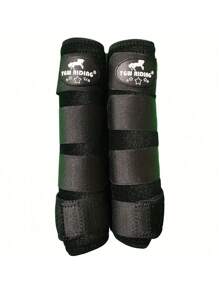 TGW RIDING 1 Pair Horse Sport Medicine Front Shock-Absorbing Boots, All-Round Lower Limb Protection & Support, Perfect For Endurance Training And Performance, Available In Small, Medium And Large Sizes - Black - View 3