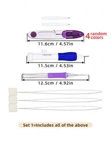 Bộ dụng cụ đục lỗ thêu tay DIY gồm 1 kim đục lỗ cố định, 1 kim đục lỗ thay thế được và 1 kéo phủ màu ngẫu nhiên - Nhiều màu - Xem 12