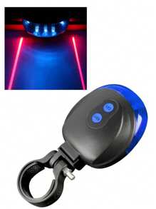 Luce posteriore per bicicletta con fascio laser parallelo di 5 LED, luce di avvertimento sicura, luce rossa e blu