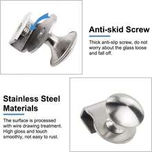 Lot de 4 poignées de porte en verre en acier inoxydable sans perçage pour vitrine, meubles, armoires en verre, tiroirs de 5 à 8 mm
