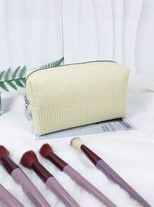 1pc Personalized Embroidered Tulle Striped Makeup Bag With Name/Initial, Waterproof Travel Cosmetic Pouch, Cute Zipper Storage Bag, Gifts For Couples, Daughter, Mom, Best Friend, Couple - Multicolor - View 12