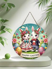 1 Stück 2D bedruckte Wanddekoration mit Oster-Motiv, Eiern und Schmetterlingen, hochwertiges Holzmaterial, vielseitige Hängedekoration, moderner minimalistischer Stil, geeignet für Eingangsbereich Osterdekoration, Oster-Party Geschenk