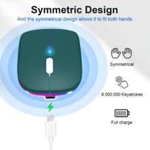 Draadloze muis LED Slim Dual Mode (Bluetooth 5.2 en 2.4G draadloos) Oplaadbare LED draadloze muis met 3 instelbare DPI Compatibel met iPad OS 13, laptops