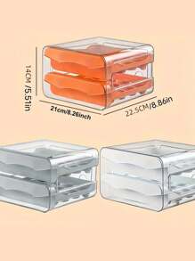 适用于冰箱的双层透明鸡蛋储存盒 - 防漏、防震塑料收纳盒，带滑动抽屉，可手洗 - 非常适合厨房柜台展示和新鲜鸡蛋保存，适用于冰箱的鸡蛋架