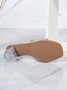 Women's Fashion Square Toe Crystal Wedge Rhinestone High Heel Sandals, Suitable For Outing, Banquet, Party And Other Events
