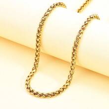 ZG YING ZHOU ZGYZ 1pc Fashionable Stainless Steel Miami 18K Gold Plated Round Curb Chain, Cuban Link, Snake Bone Chain, Figaro Chain Combination Necklace, Unisex Daily Wear Jewelry