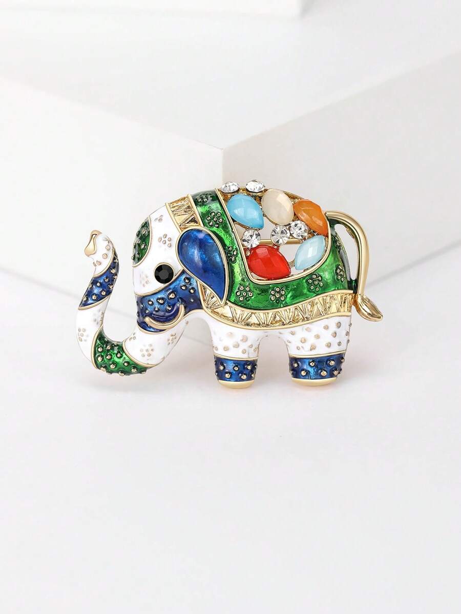 Fashionable Enamel Elephant Brooch For Women Animal Brooch Dress Suit Pin Accessories Party Banquet Gift - Elephant - View 1