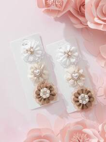 6 件套时尚布艺蕾丝花儿童发夹 - 彩色 - 查看 2