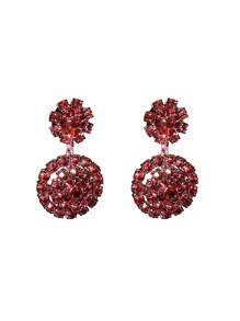 Europe And The United States Exaggerated Retro Palace Gorgeous Purple Double Round CZ Women's Crystal Earrings 1 Pair