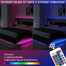 Smart LED Bedroom Strip Lights, 3.28-98.43ft RGB Color Changing Mood Light, APP + 24-Key Remote Control, Can Change Brightness And Flashing Mode, Suitable For Living Room, Bedroom, Bar, Wedding, New Year And Valentine's Day Party Decor