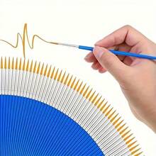 20 件套尼龙画笔套装，适用于油画、丙烯画和水彩画 - 优质木柄美术用品 - 10 平 + 10 尖 - 查看 9