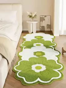 1pc Super Soft Faux Wool Rug, Floral Pattern Bedside Decor Carpet, Soft & Comfortable, Bedroom Plush Rug, Home Decor Rug, Washable, Holiday Decor Rug - Multicolor - View 12