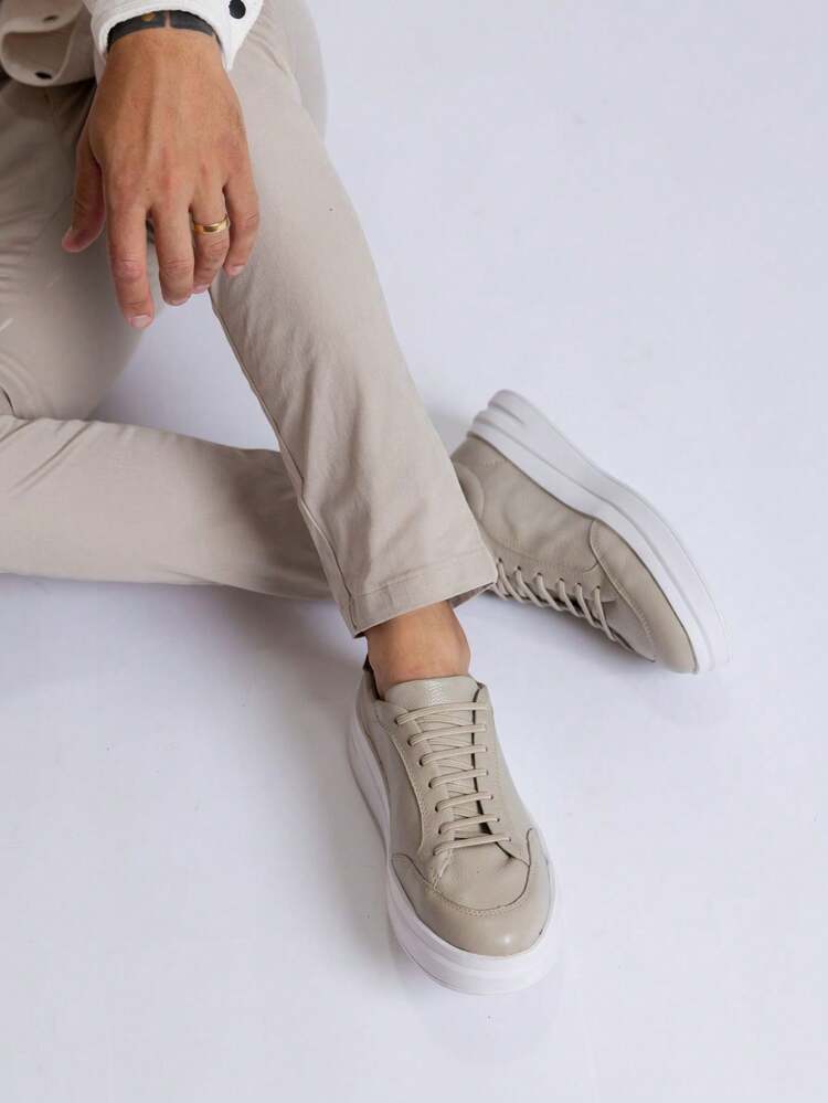 Mateo Floater Leather Casual Sneakers – Comfort And Style For Everyday Church Party Graduation Work - 灰白色 - 查看 4