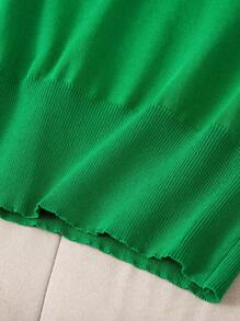 GIGOGOU 新款夏季女士休闲纯色 Polo 领短袖针织上衣 - 綠色 - 查看 8