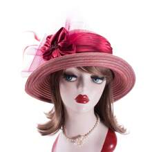 1buc Organza Ribbon Femei Stil Vintage Cloche Church Kentucky Derby Bridal Hat