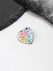 1pc Simple Unique 925 Sterling Silver Full Of Love Enamel Heart Charm DIY Pendant Women Fine Jewelry Gift - Silver - View 2
