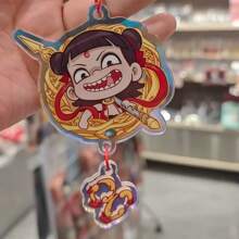 1 件哪吒 2 电影可爱哪吒和敖丙钥匙扣吊坠，背包装饰，适合婚礼、生日、旅游纪念品、毕业典礼、派对
