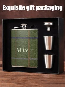 定制文字 8 盎司不锈钢酒壶，便携式防漏户外酒精容器，230 毫升轻便旅行酒壶，适合露营徒步旅行，金属酒瓶