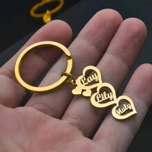 Llavero personalizado con forma de corazón de acero inoxidable - Personalizado con 2-5 nombres, regalo perfecto para familia y amigos - Multicolor - Ver 15