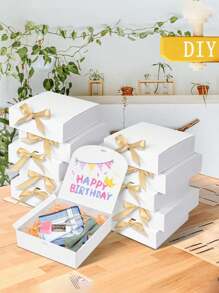 10 cajas de regalo con tapa blanca, cajas de regalo a granel con tapa, cajas de regalo para damas de honor (con cinta), adecuadas para bodas, cumpleaños, baby showers y otras fiestas. Cajas de regalo para el Día de San Valentín, cajas de regalo para el regreso a clases en el Día de San Valentín. - Blanco - Ver 7