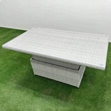 Fimous PE Rattan Garden Furniture Set Reclining Chair Sofa Lounge Sofa Set Adjustable Lifting Dining Or Coffee Table Side Table Light Grey - Light Grey - View 4