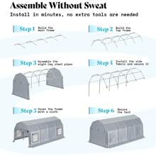 12x24FT Heavy Duty Portable Carport Garage With Waterproof Canopy, Roll-Up Ventilated Windows For Car, Boat, Truck, Party - Silver - Silver - View 7