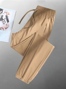 1pc Women's Lightweight Ice Silk Sports Joggers, Breathable Casual Pants Suitable For Outdoor, Leisure, Sports, Hiking - Yellow - View 1