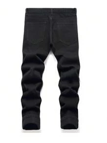 Teenage Boys' Casual Simple Fashion Ripped Jeans - Black - View 2